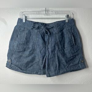 LEVI'S Misses Shorts Size 29  Irregular Cotton Tabbed Cuff Front Tie Summer Blue